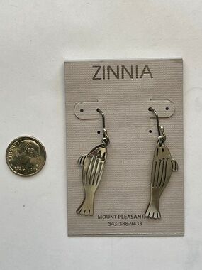 Zinnia Sterling Silver Fish Earrings